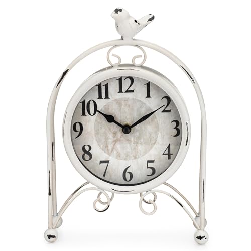 Westclox Vintage Style Bird Table Clock – Decorative Metal Desk