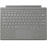 SSS·GRGB Wireless Bluetooth Keyboard for Microsoft Surface Pro 7/6/5/4/3, Ultra-Slim Type Cover with 7-Color LED Backlit & Multi-Gesture Touchpad, Built-in Rechargeable Battery, Grey Leather