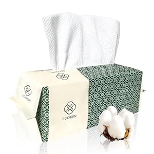 100% Cotton Disposable Face Towels Biodegradable Makeup Remover Wipes facial tissues for Sensitive Skin Care, Wet Dry Baby Wipes Soft Towelettes