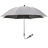 Universal Baby Parasol,360 Degree rotatable Parasol,Waterproof Umbrella for Trolley Bike Wheelchair Buggy Fishing, Bicycle Umbrella with Holder Clip Clamp (Umbrella-Gray)