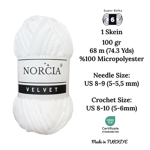 Soft Velvet Yarn Chenille Yarn for Crocheting Baby Blanket Yarn for Knitting Amigurumi Yarn Fancy Yarn for Crochet Weaving Craft (White, 3 Skeins) by NORCIA - Used condition - Image 2