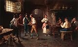 FROZBI Peinture Murale d'art l'image murales en toile Art Célèbre Francesco Bergamini italien une discussion animée pour le décor de couloir 60x90cm