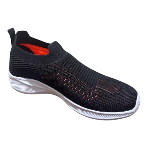 Image of Men's Slip-On Walking Shoes with Breathable Knit Mesh Upper | Lightweight Cushioned Sole Casual Sneakers | Sock-Style Flexible Comfort Shoes for Walking, Travel & Light Sports