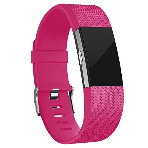 iGK Replacement Bands Compatible For Fitbit Charge 2 Bands, Adjustable Replacement Bands with Metal Clasp Compatible For Fitbit Charge 2 Wristbands Classic Edition Rose Small