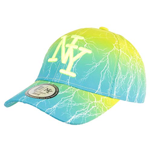 Casquette enfant bleue et jaune fluo NY réglable style baseball mode été junior 7-12 ans