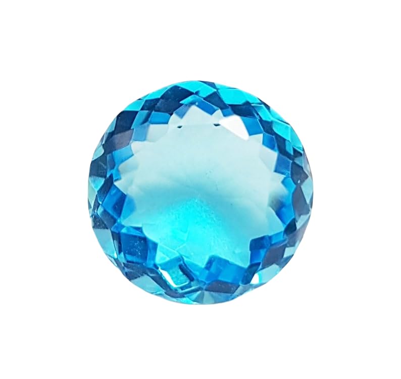 Aigue-marine naturelle ronde facettée de 18 mm pour création de bijoux DIY