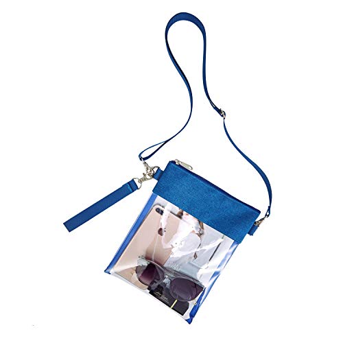 Sac à bandoulière transparent approuvé par le stade avec bandoulière réglable, bleu Cover