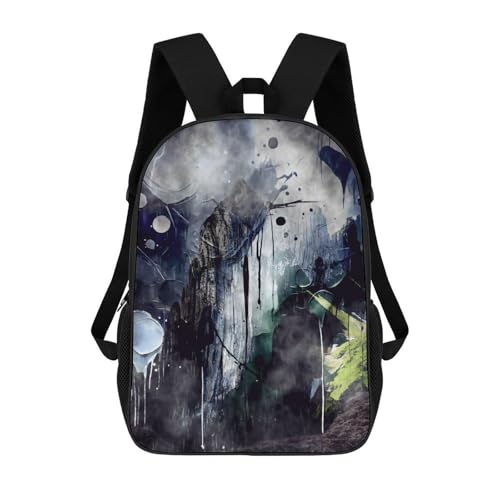 Sac à dos scolaire 17 pouces avec impression 3D paysage abstrait pour filles et voyage