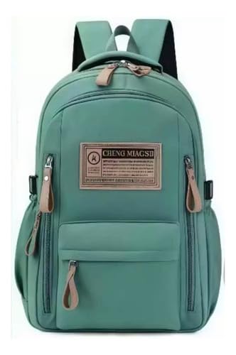 Mochila Grande Reforçada, Impermeável, com Compartimentos Amplos para Escola, Trabalho e Viagem, Alças Acolchoadas (Verde)
