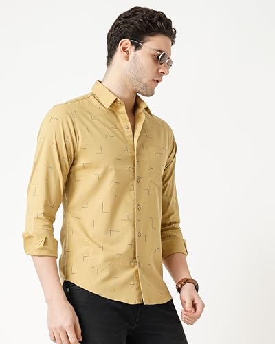 Image of Pale Yellow Printed Royal Oxford Shirt