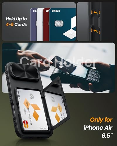 Image of for iPhone 17 Air Case Wallet with Stand, Built-in [2 Pack] Screen Protector & Card Holder & Camera Cover, Military Grade Drop Protection Phone Case for iPhone 17 Air 6.6 inch 2025, Black