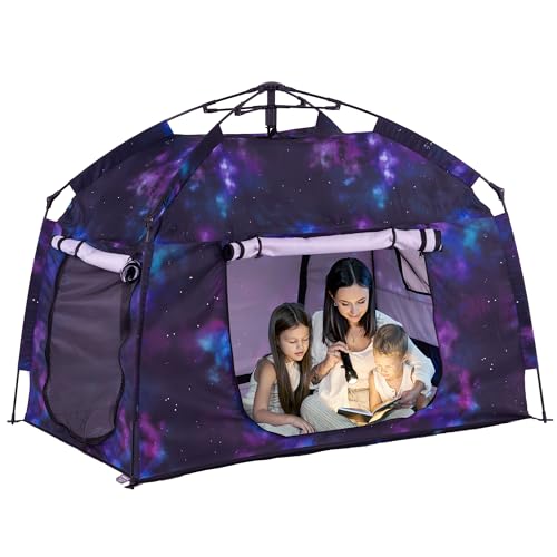 Kids Play Tent-Portable Playhouse Children House -Easy Set up Indoor Outdoor with Carry Bag for Kids-Light Strip Design for Night use -Space for Children and Parents-Birthday (Galaxy)
