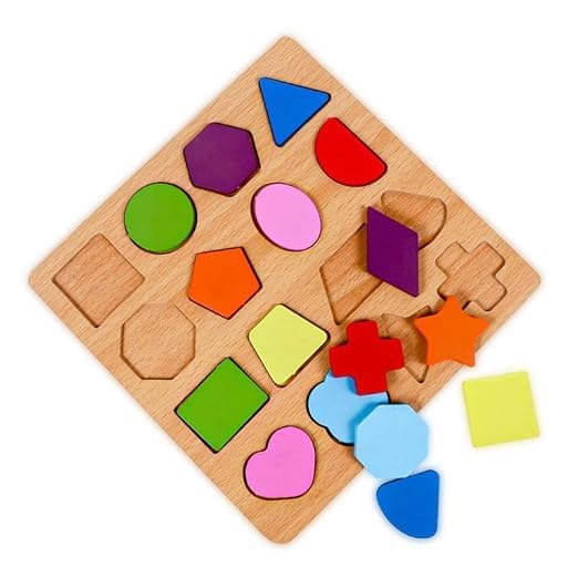 Image of Fun4You Wooden Shapes Puzzle Board for Kids | Montessori Shape Sorter | 16-Piece Learning Jigsaw Puzzle | Early Educational Brain Development Toy for Toddlers (Ages 2+ Years)