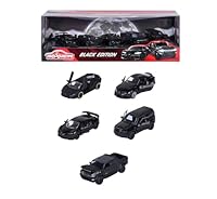 Majorette Auto-Set Black Edition (5 Autos) - 5 Schwarze Modellautos aus Metall mit Freilauf, Federung & zu öffnendem Teil, Spielzeugautos für Sammler und Kinder ab 3 Jahre, je 7,5 cm