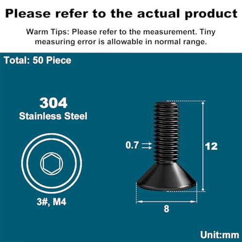 Drenky M4 X 12mm Hex Socket Countersunk Bolts - Image 2