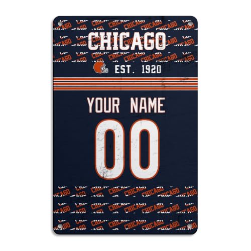 Image of Chicago Metal Sign for Outside Custom Name and Number Gifts