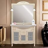Fatto a mano Shop Chic Mobile da bagno decapato intagliato con lavabo e specchio con applique