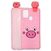 JMTALL Cover per Samsung Galaxy A21s Cartoon Custodia 3D Cartone Animale Bambola Maiale Rosa Morbida Custodie Divertente Sottile AntiGraffio Bumper Case TPU Silicone Protettiva per Samsung A21s