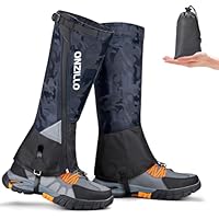 ONZILLO Leg Gaiters, Upgraded 1000D Waterproof Snow Gaiters with Reflective Patch, Hiking Boots Gaiters with Ajustable Foot Strap, Lightweight Leg Shoe Guards Gators for Men and Women (Size: L)