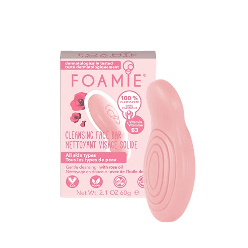Foamie Limpador Facial para Pele Sensível - Limpador Facial Sólido com Niacinamida para Pele Radiante - Sabonete Facial Suave 100% Vegano Sem Plástico 60g