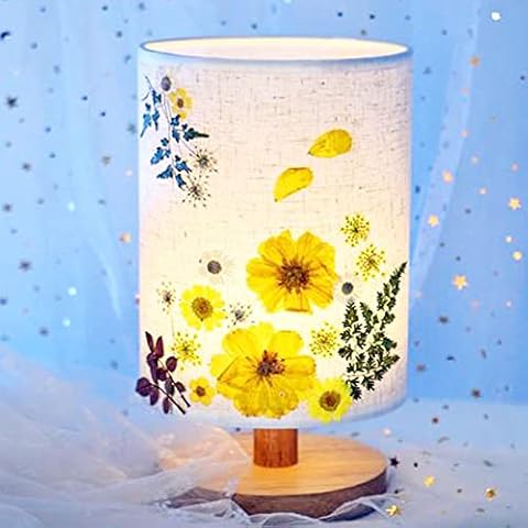 Proyatech Bedside Lamp Pressed Flowers Lampshade Nightstand Lamp Pressed Flower Bedside Lamp for Table Home Office Living Room Bedroom Dorm(A Flowing Firefly) Cover