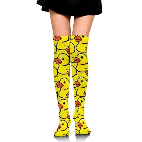 Meaudiwes Knee High Athletic Socks, Tube Outdoor Sport Stockings, Rubber Duck Fashion Long Leg Socks