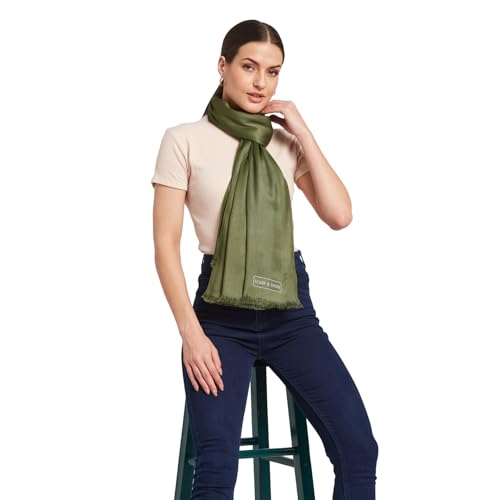 SCARF & SHORE Women’s Satin Twill Pashmina Scarf – Blush Whisper, Black, Forest Mist | Silky Lightweight Shawl Wrap3