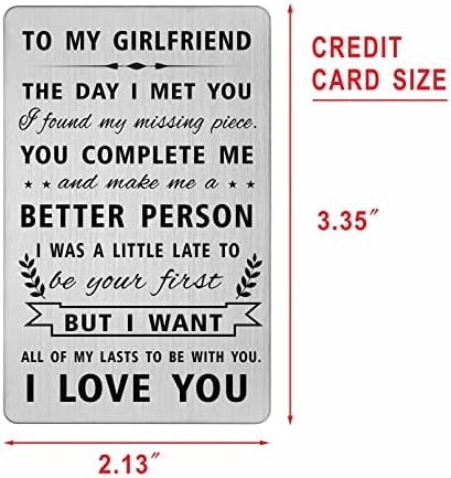 HYHYDHP To My Girlfriend Gifts Wallet Card, I Love My Girlfriend, Romantic Anniversary Cards for Girlfriend, Valentines Day, Birthday, Christmas