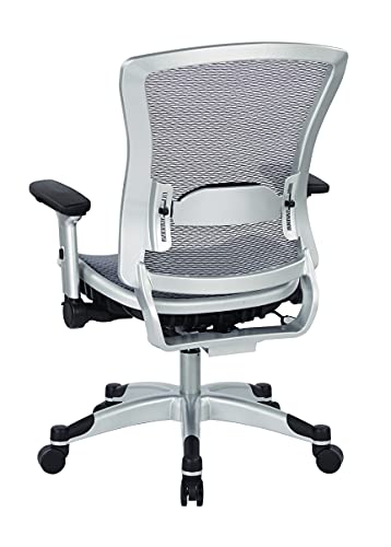 Space Seating 317 Series Executive Light Air Grid Office Chair With Breathable Mesh Back, Lumbar Support, 2-To-1 Synchro Tilt Control And Adjustable Tension, Platinum Finish #TOP5