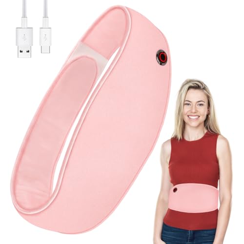 KAZATE Menstruations Perioden Wärmegürtel, Heizkissen mit Abschaltautomatik Klein USB Wärmekissen Elektrisch für Rücken Nacken Schulter Bauch Knie Lende, Tragbares Heizgürtel Maschine Waschbar Rosa