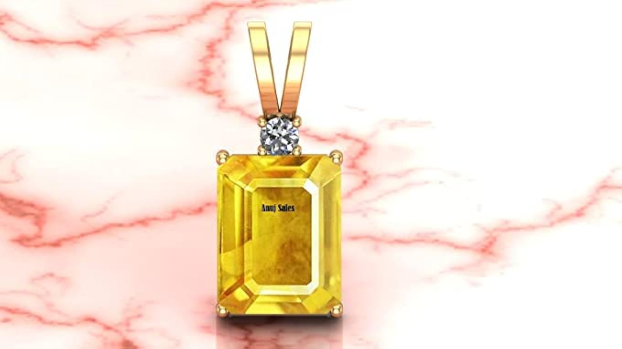 Natural Yellow Sapphire Gold Plated Pendant, 8.00 Ratti