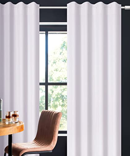 Light & Pro Back Tab Farmhouse Cotton Duck Curtain 50X72 Inch, Tab Top White Bathroom Window Treatment Décor Panel For Kitchen Nursery Livingroom Bed Room Solid White Curtains - 2 Panels #TOP1