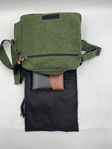 Hemp Green Crossbody Bag, Green purses for women and men, Everyday Travel essentials, Shoulder Bags, 5 pockets with zippers, Handmade Hippie Bag, Gift3