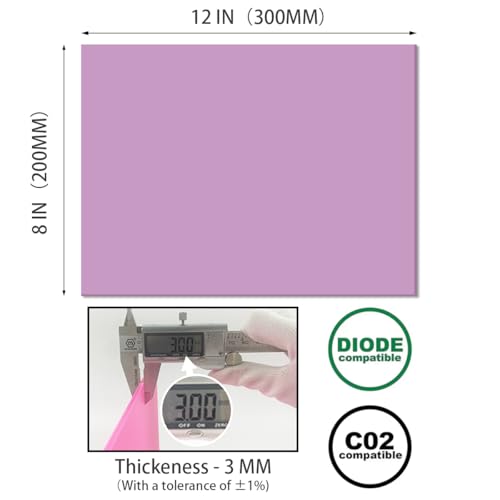 Image of 2pcs Pastel Cell Cast Acrylic Sheets Purplish Blue 1 /8inch (3mm) 7.87x11.8 200x300mm Glossy Matte Laserable Plexiglass Sheets Plasitc Board for Laser Cutting Engraving DIY Project