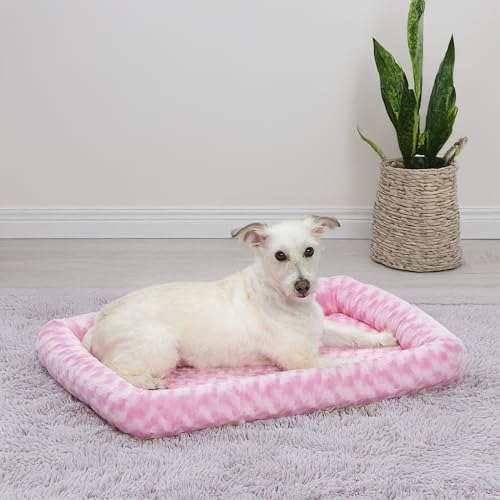 image for MidWest Homes for Pets QuietTime Fashion Dog Bed – Pink Faux Fur Bol