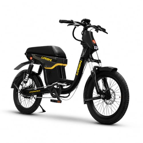 Image of Motovolt URBN Electric Bike | 105 Km Range (Pedal Assist) | Standard Long Range | Removable Li-Ion Battery | BLDC Motor (Mustard Yellow)