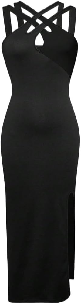 新品未使用　UNOF BACK CROSS DRESS Amazon.com: Cross Tied Dress Sleeveless Backless Long Midi