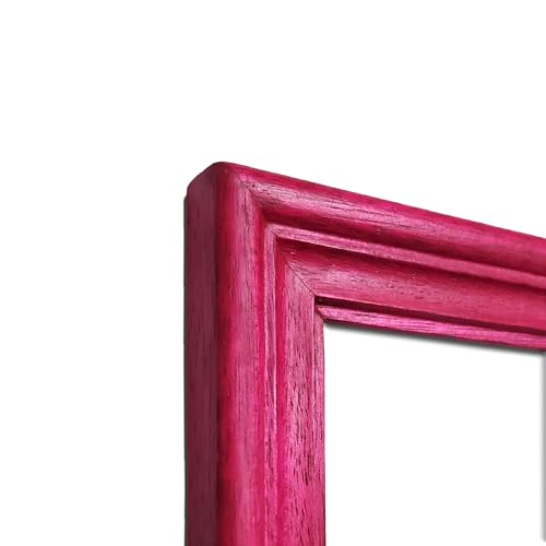 Image of Handcrafted Pink Wooden Rectangular Photo Frame, A4 (21 x 29.7 cm) Display for Artworks, Pictures and Photos of Your Loved Ones, Best for Home, Office, and Wall Decoration (Pink Robin)