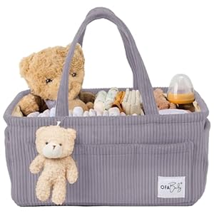 Baby Diaper Caddy & Nursery Storage Bin – Portable Organizer for Diapers & Baby Wipes – Newborn Essentials & Car Caddy (Grey)