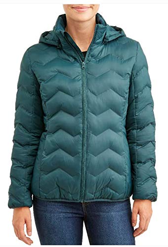 Time & Tru Womens Wind Resistant Bubble Coat (1X 16W-18W, Gem Slate)