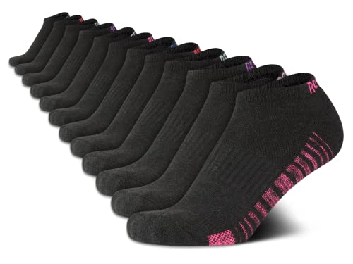 Image of Reebok Womens No Show Socks Moisture Wicking Cushion Low Cut Socks 12 Pack | Stretch Performance Fabric, Cushioned Heel and Toe, Arch Support, Comfort Seam, Shoe Size 4-10