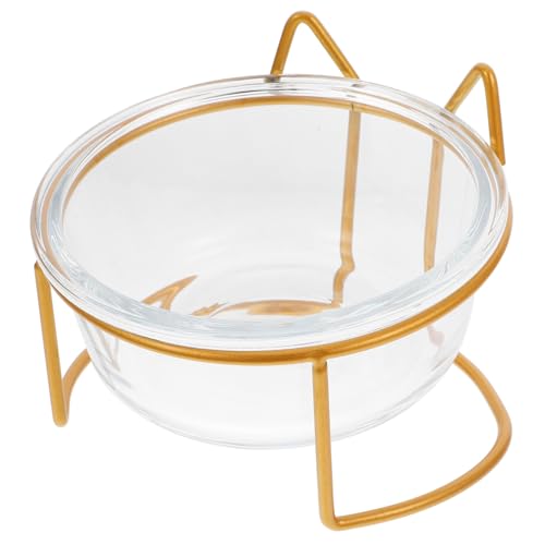 GALPADA 1セット高脚ガラス猫用斜口水碗 ペットフード用ボウルとラック 小