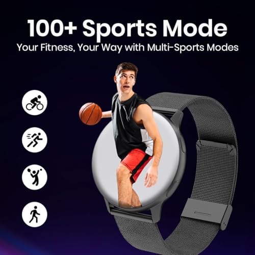Image of GameSir Active 5 Smart Watch AMOLED Display 1.3 inch Screen, 360 * 360 Resolution, IP68 Waterproof with Multiple Watch Faces Bluetooth Calling Round Dial Smartwatch for Men & Women (Millanese Black