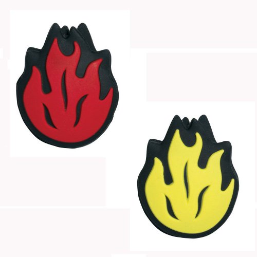 Amortiguadores tenis Wilson Vibra divertido con llamativo diseño de llamas en rojo y amarillo