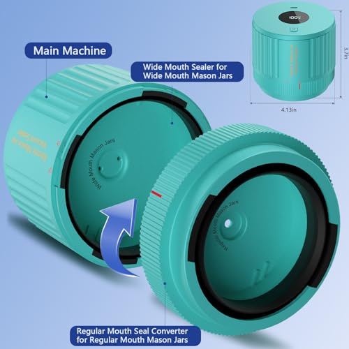 Electric Mason Jar Vacuum Sealer Kit for Wide Mouth and Regular Mouth Mason Jar - Green