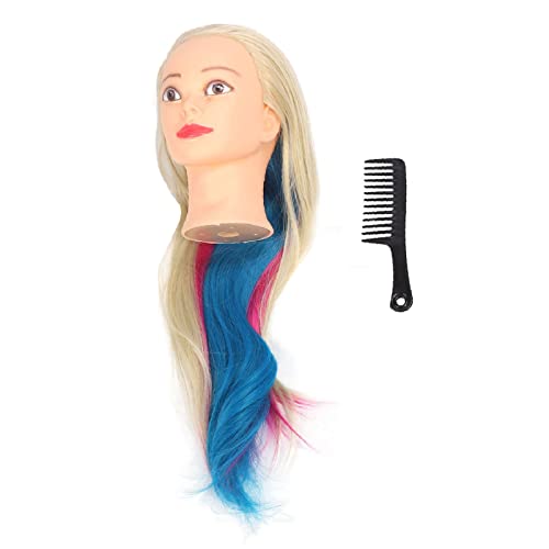 Tête de mannequin de cheveux longs colorés en fibre pour tressage