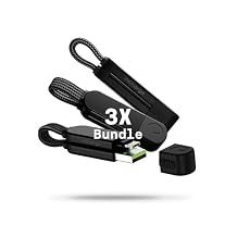 Rolling Square inCharge X, 3X Pack Multi Charging Cable Portable Keychain Charger Cable, 6-in-1 100W Ultra Fast Charging Power, Lava Black