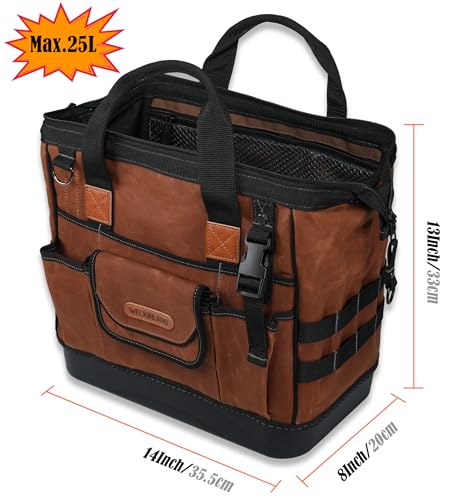 WELKINLAND 22-Pockets Hard Bottom Tool Bag, 14-Inch Electrician Tool Bag by WELKINLAND - Used condition - Image 6