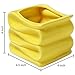 MyGift 4-Inch Yellow Ceramic Mini Succulent Plant Pot, Modern Decorative Planters with Candy Ribbon Design, Set of 2