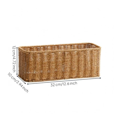Panier imitation rotin pour salle de bain et coiffeuse marron clair